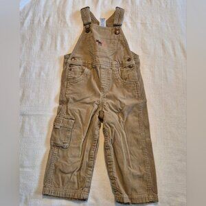 Gymboree boys size 2T tan corduroy overalls, 2002 lots of pockets vguc vintage